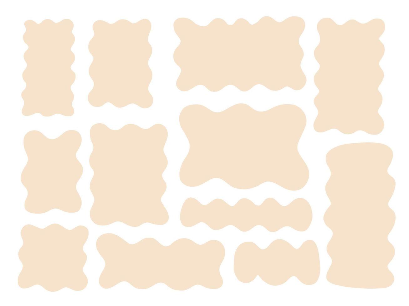 Freeform Cream Abstract Blob Silhouette. A set of 12 soft neutral cream abstract shapes in freeform silhouette style including forms minimal blobs. Perfect for modern layout design scrapbooking vector