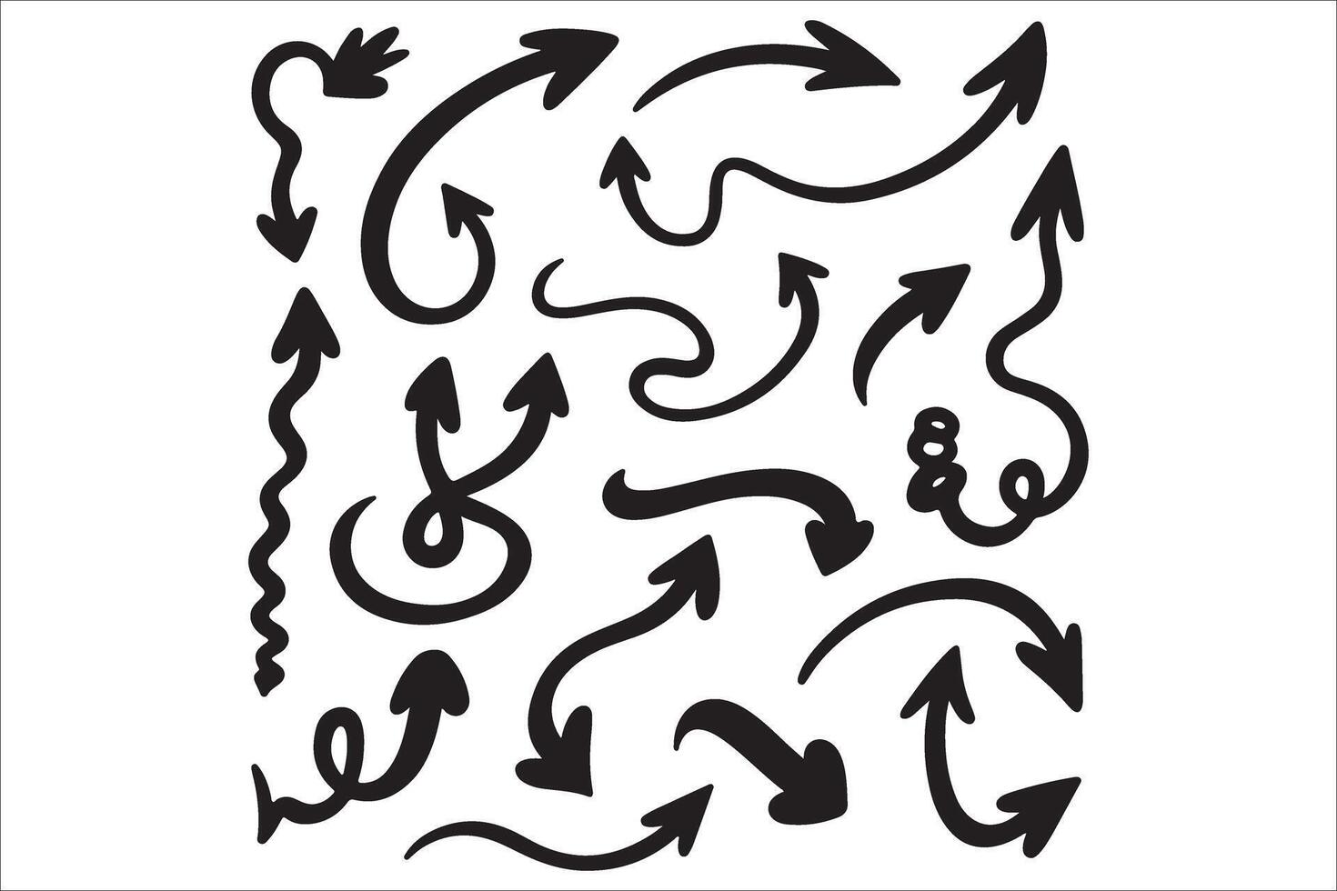 Various arrows drawn in black on a white background vector
