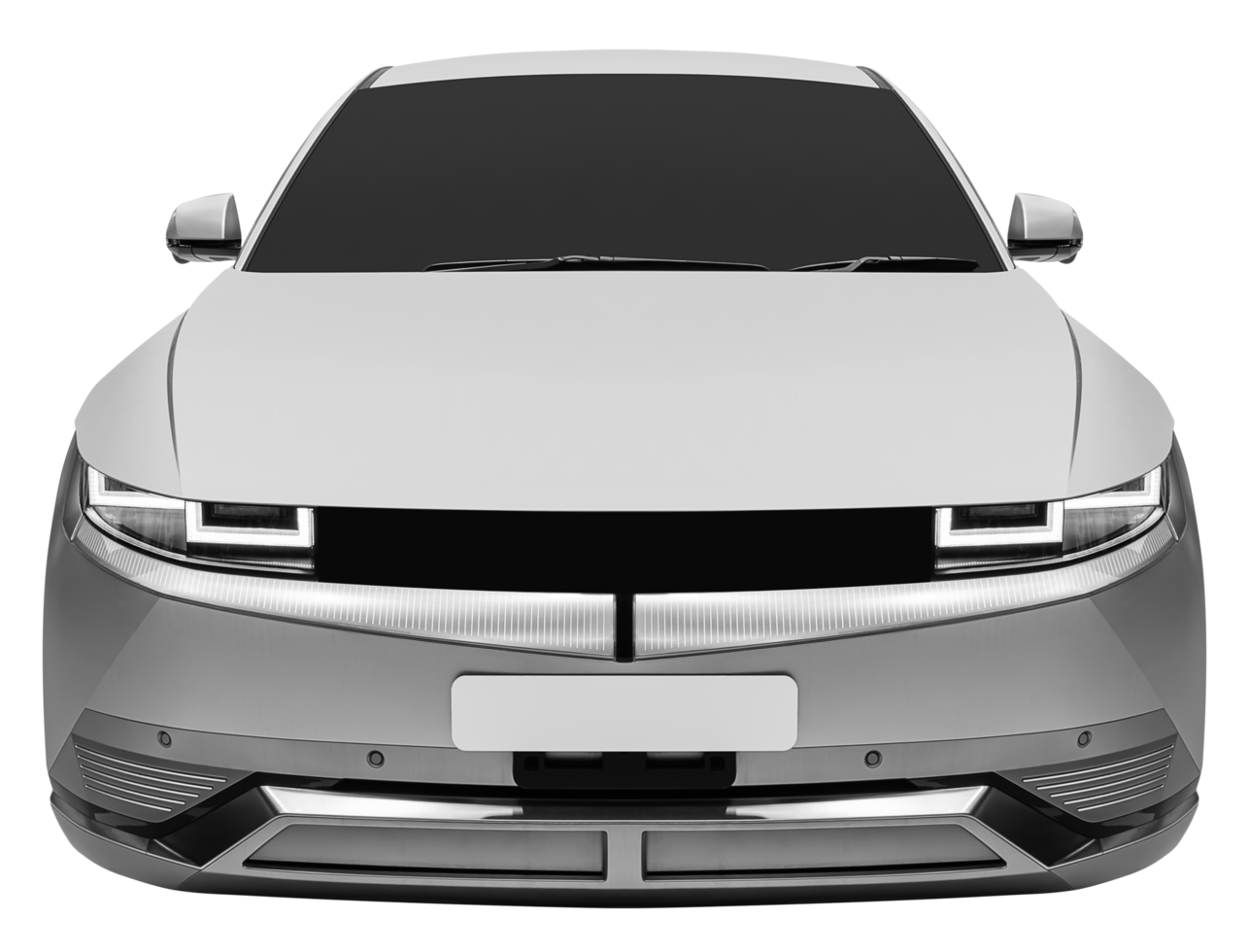 Front view gray electric car png