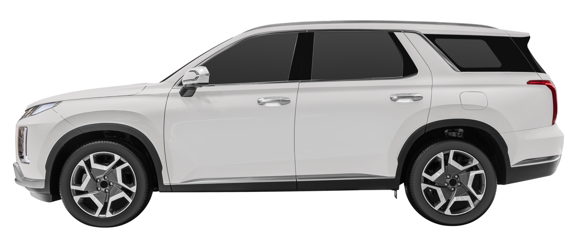 Side view white electric SUV car png