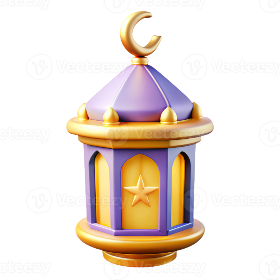 A small purple lantern with a star and crescent png