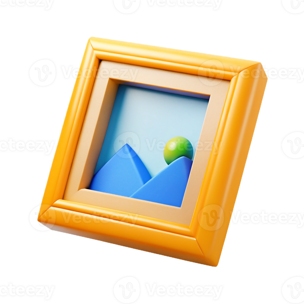 A picture frame with a blue ball in it png