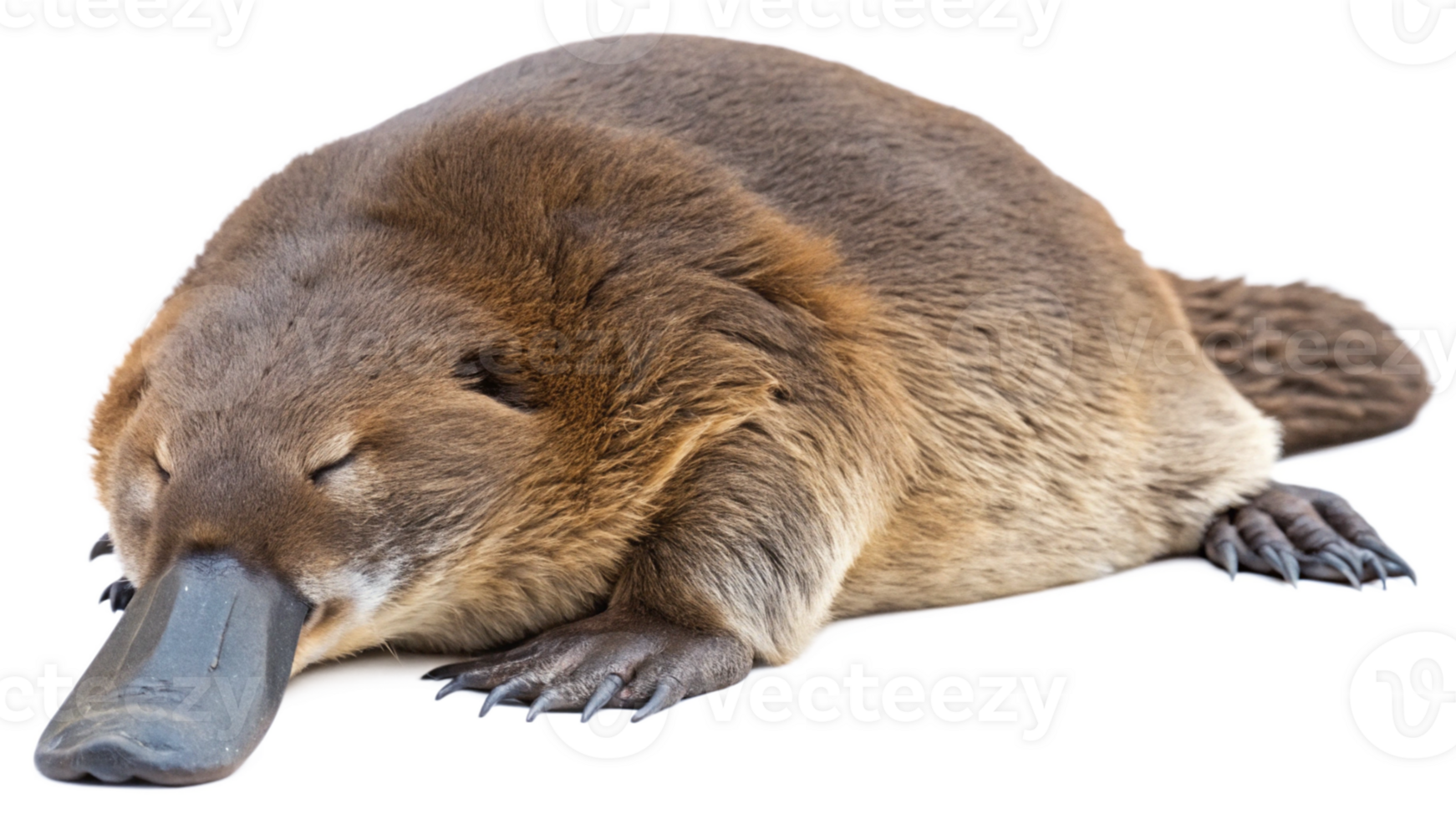 A platypus is sleeping on its back png