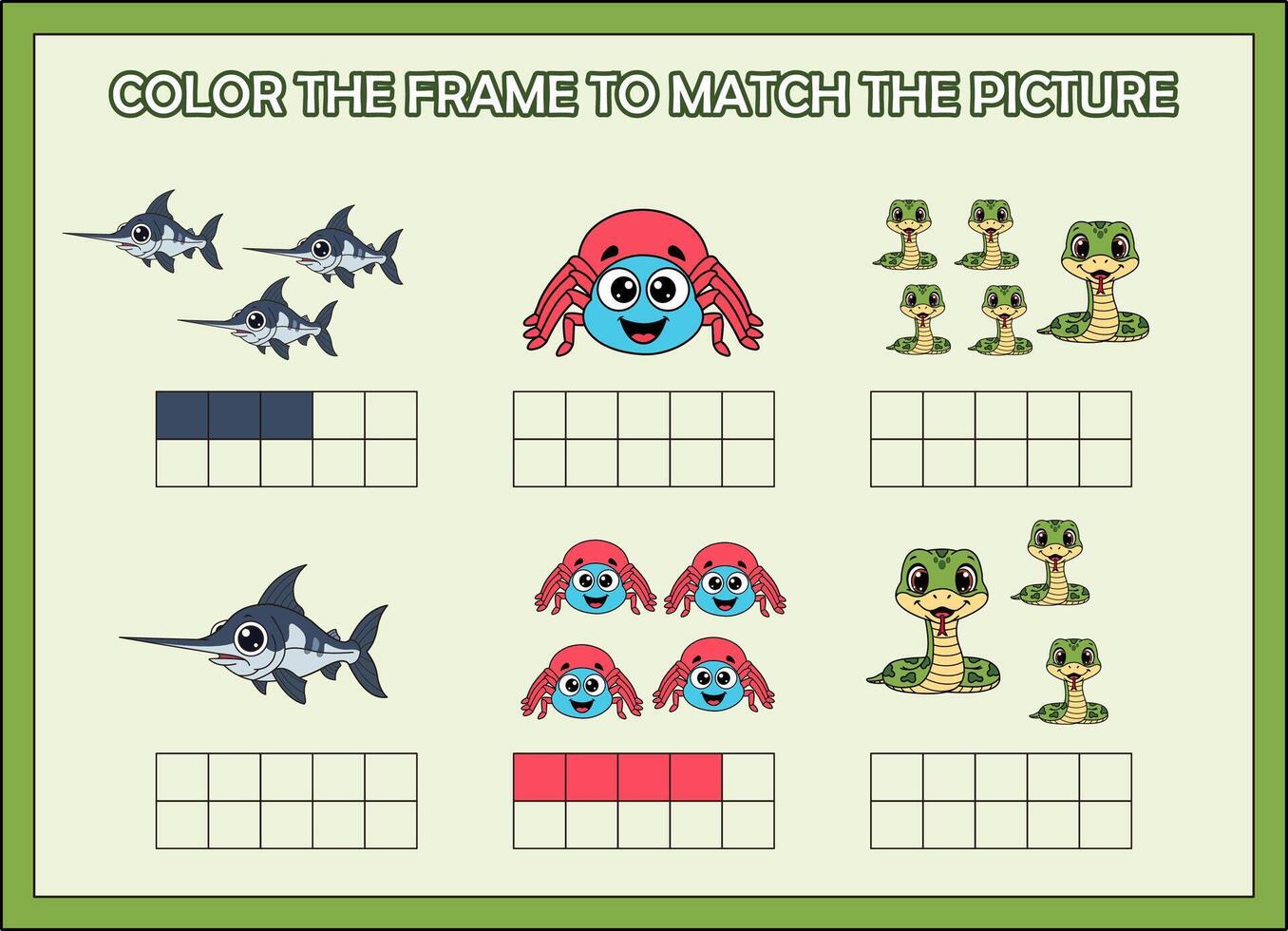 Coloring activity with sea animals for kids vector