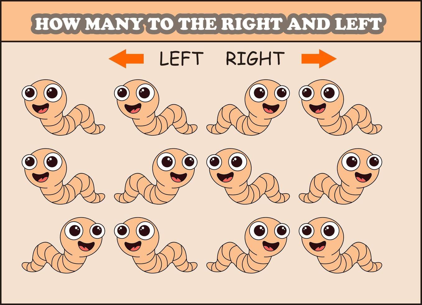 Counting worms left and right illustration vector