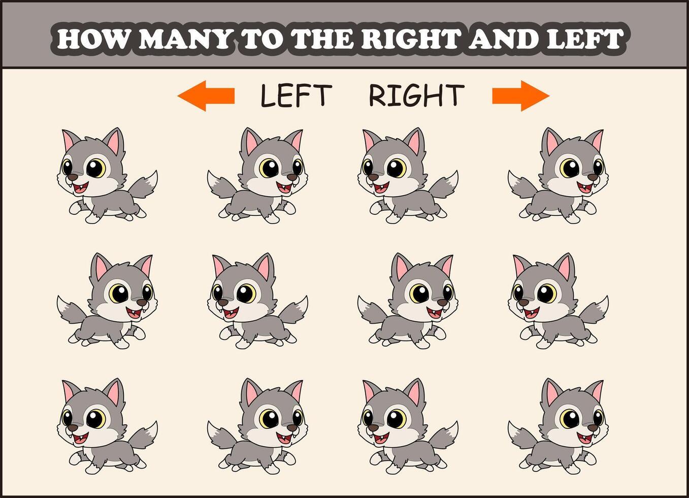 Cartoon wolves counting activity vector