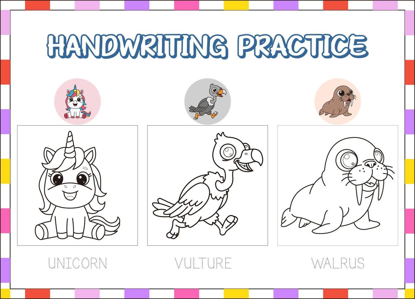 Handwriting practice for kids vector