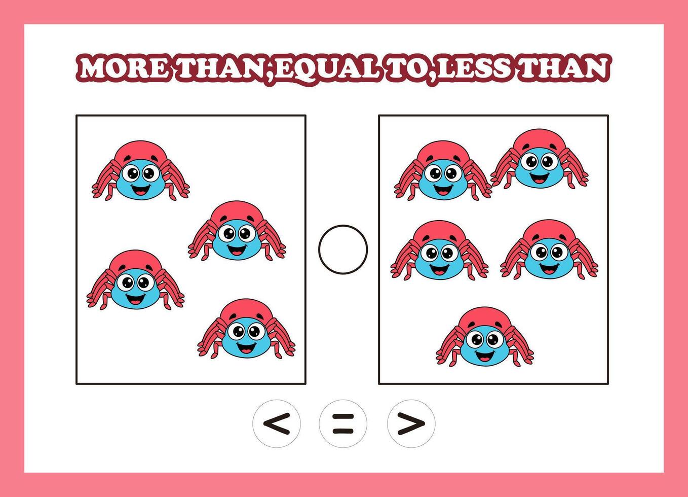 Crab illustrations for math comparison vector