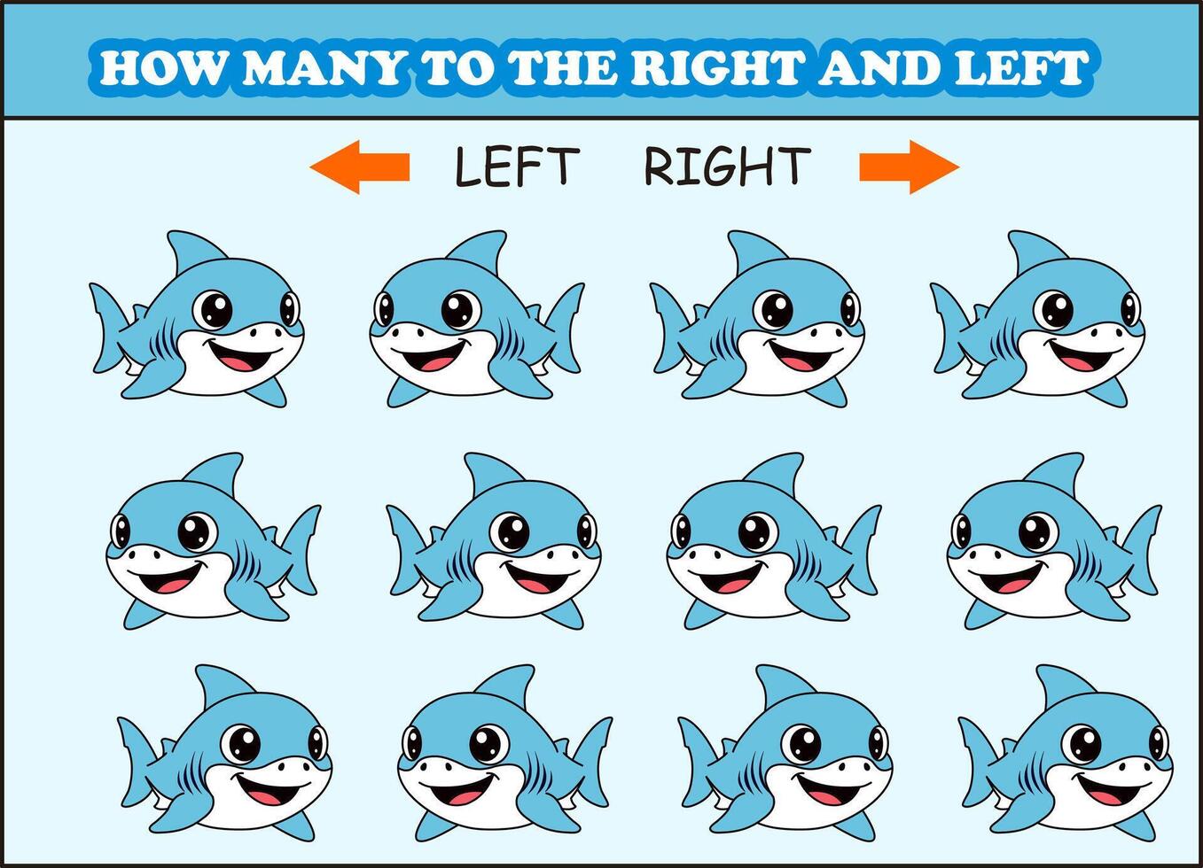 Cartoon sharks for counting left and right vector