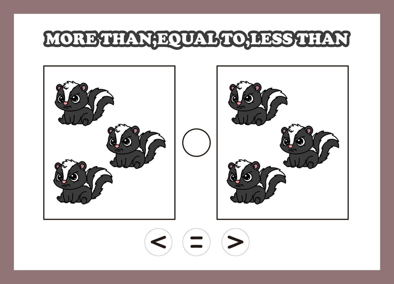 Adorable skunks demonstrating comparison concepts vector
