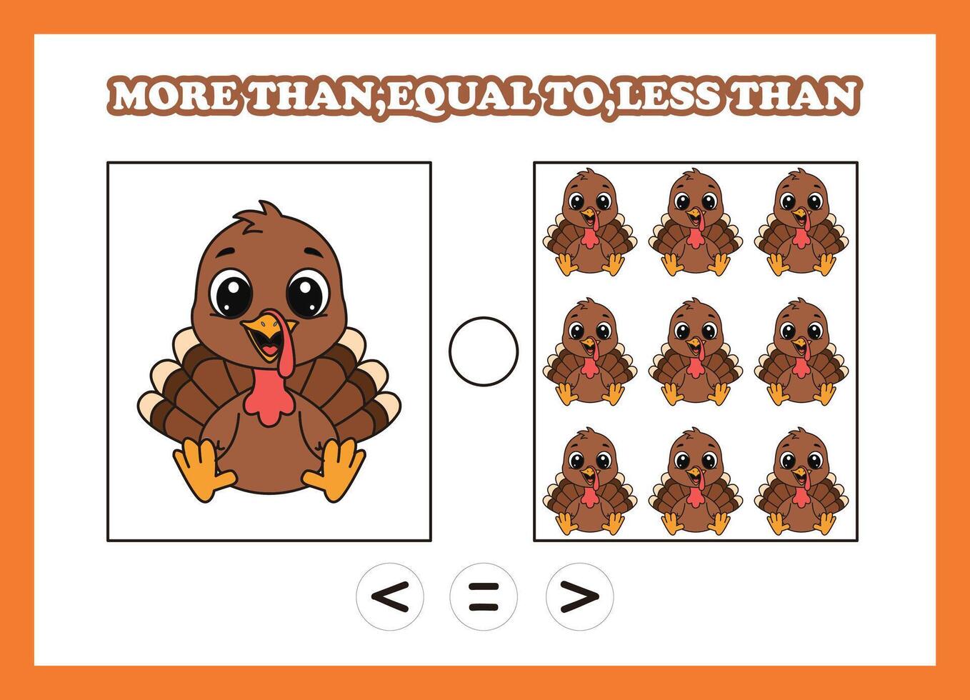 cute turkeys teaching comparisons vector