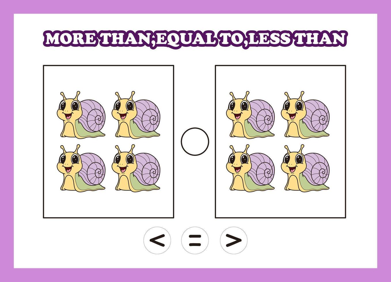 count animal snail more than equal to less than vector