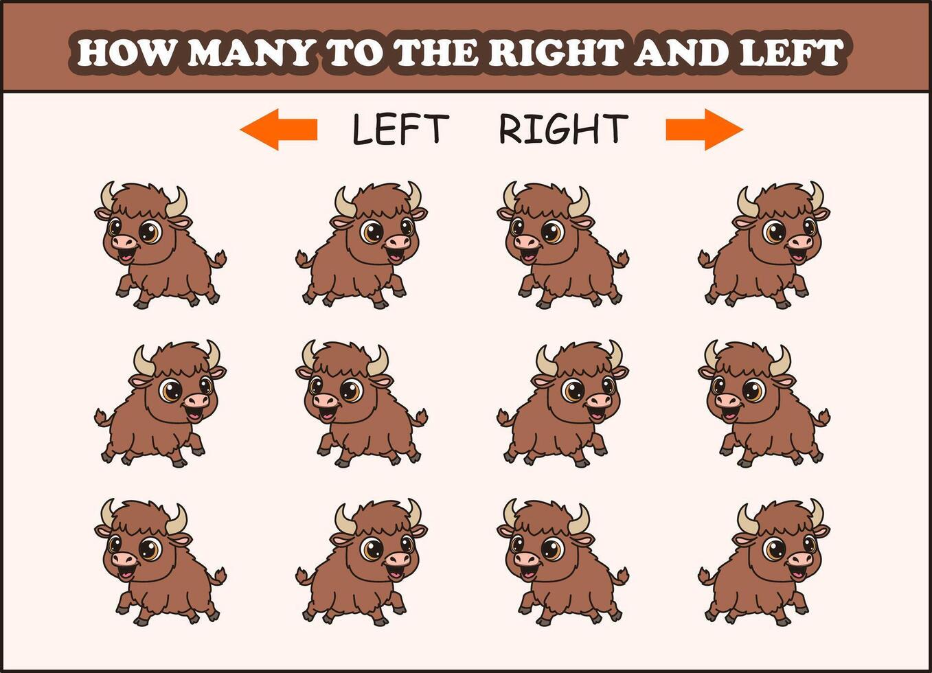 how many yak to the left and right. animal arrow vector