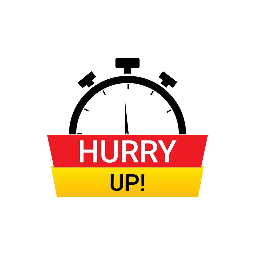clock red and yellow Hurry Up Icon For Promotion vector