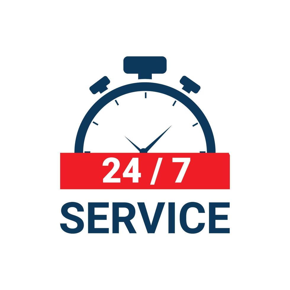 24 hours and 7 days service availability concept background vector