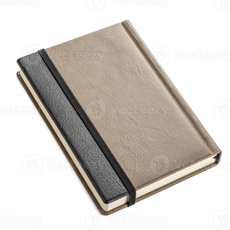 Closed Beige Notebook with Gray Elastic Band on a Transparent Background png