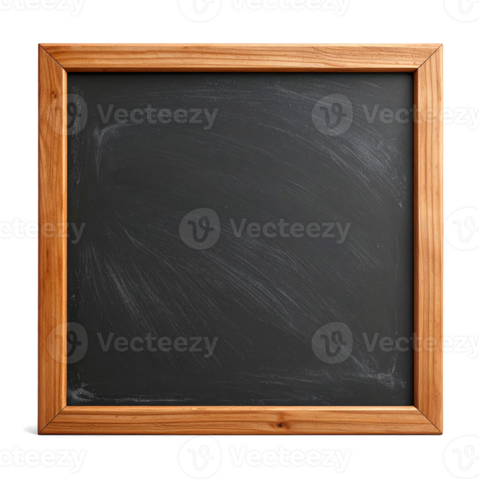 Dark Empty Square Blackboard with Wooden Frame Isolated on Transparent Background png