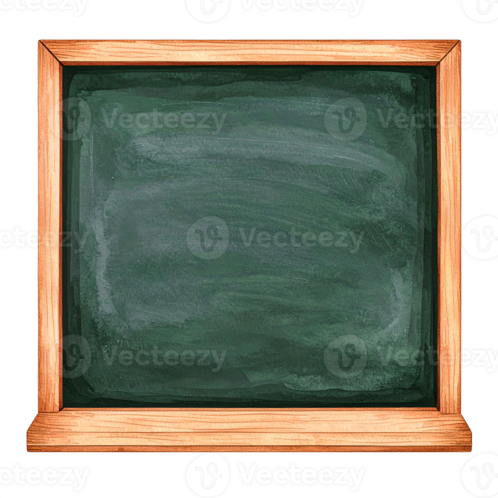 Classic Green Chalkboard with Wooden Frame on Transparent Background Isolated png