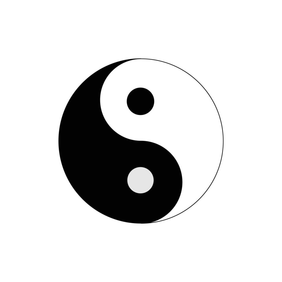 Yin yang symbol, black and white, isolated on white background vector