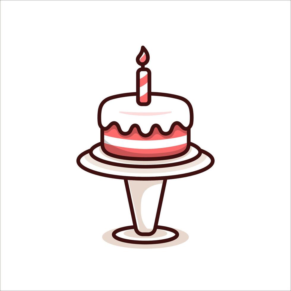 birthday cake with table stand cartoon vector