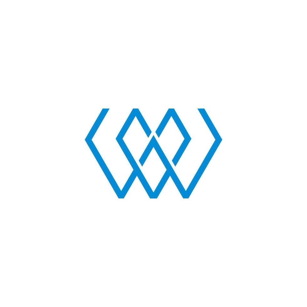 letter wv linked thin lines simple geomettric logo vector