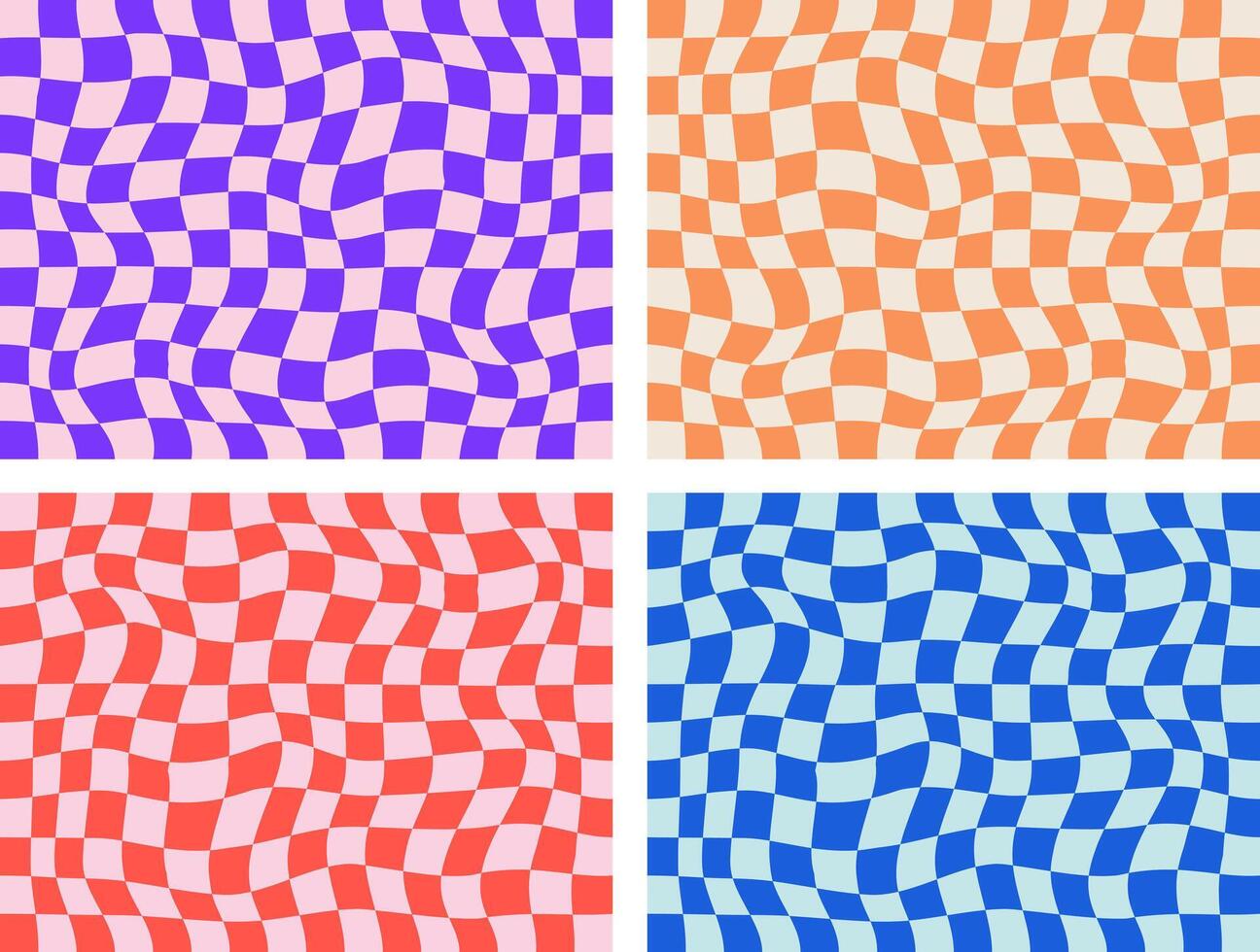 Colorful wavy patterns in four designs vector