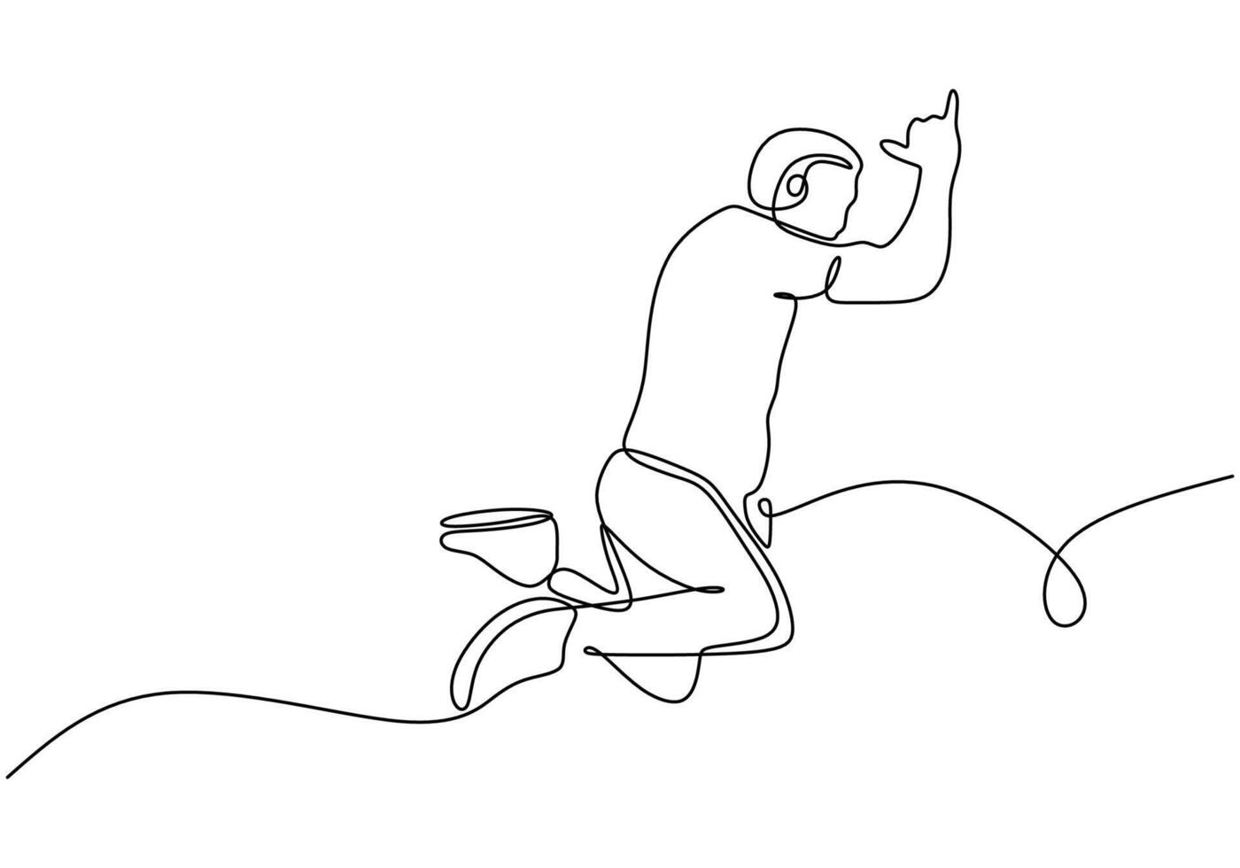Man jumping in air one line drawing vector