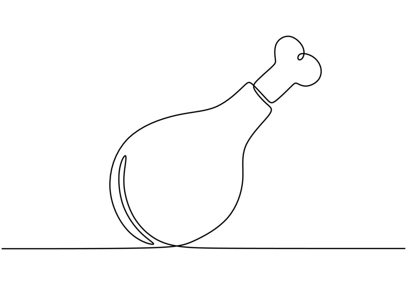 Chicken leg depicted in continuous line drawing. Kitchen food concept illustration. vector