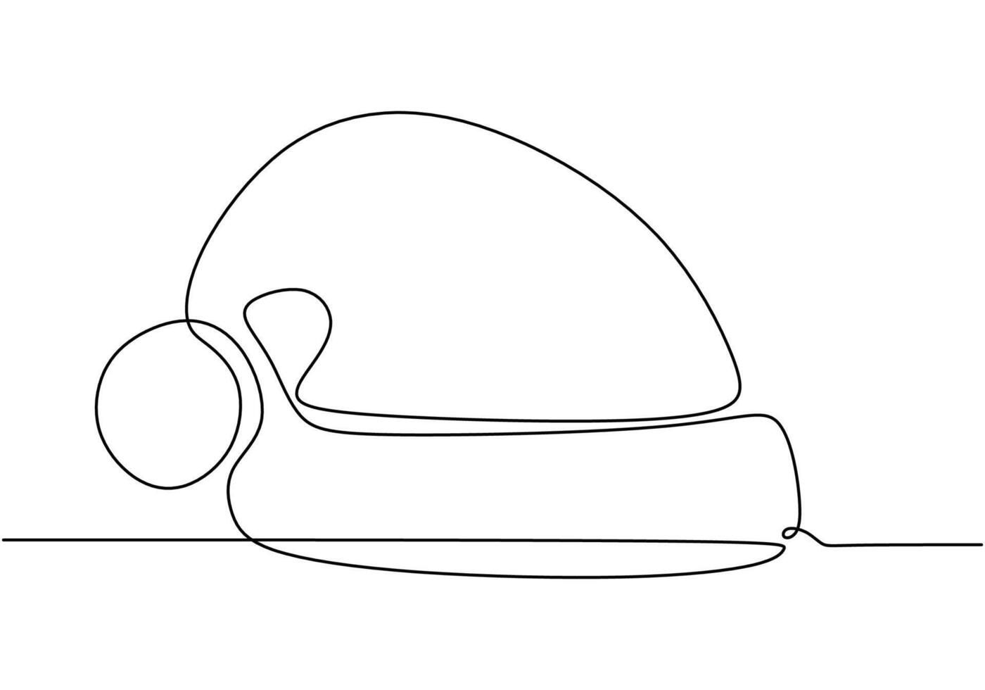 Santa hat continuous line art vector