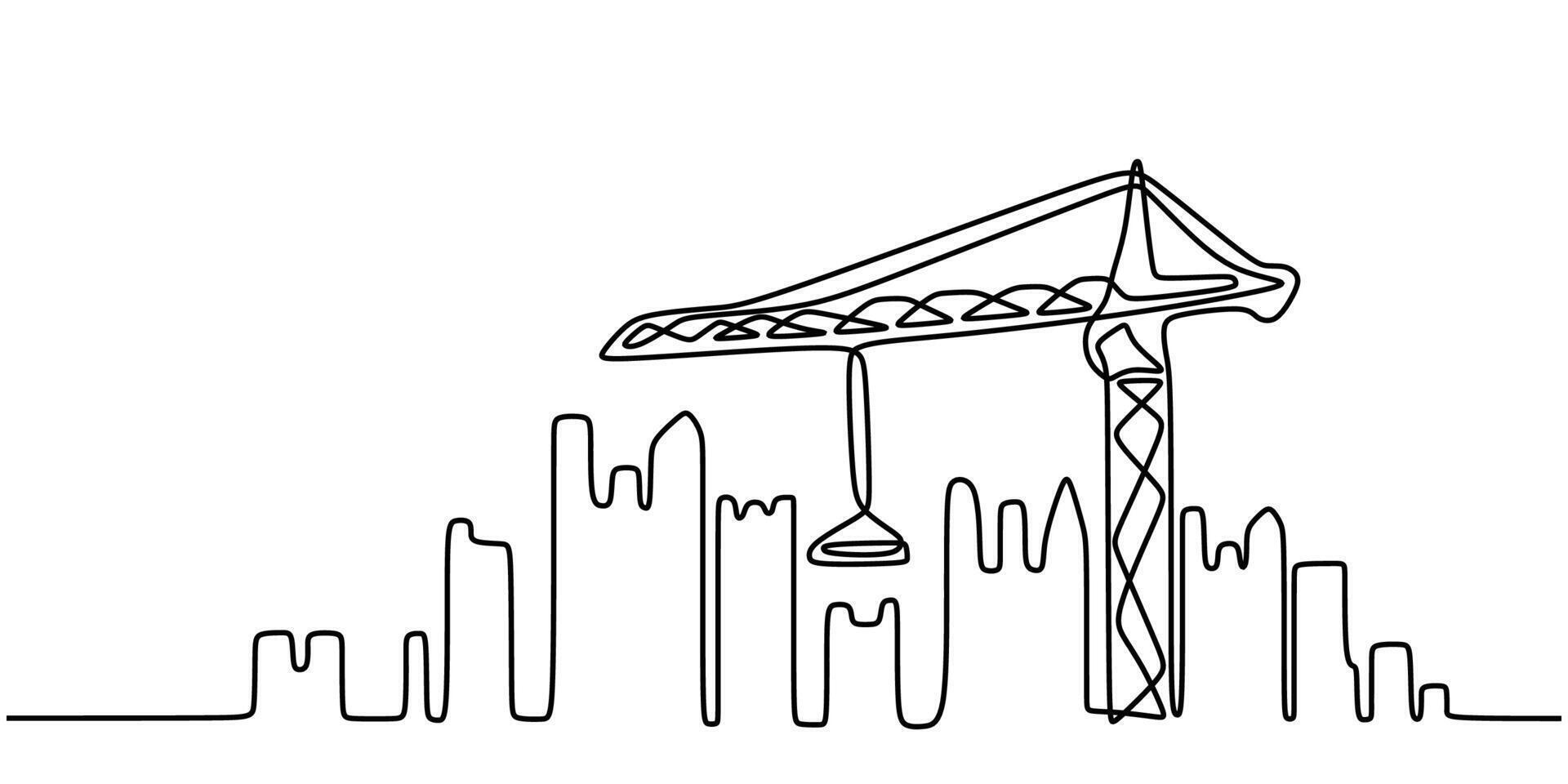 Building Project Single Line Drawing Construction Concept vector