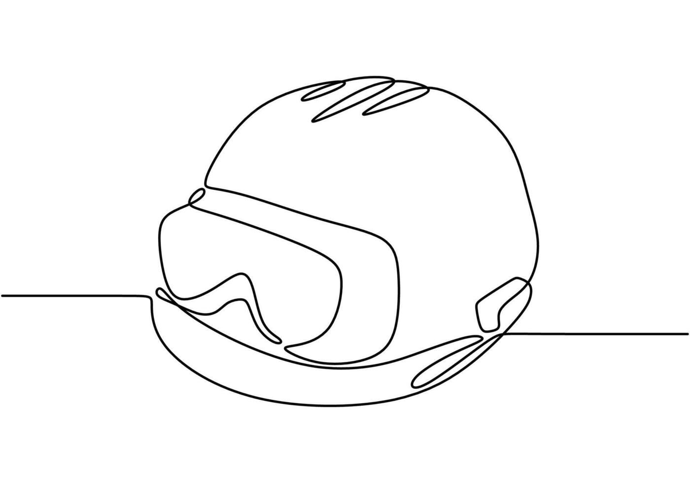 Safety helmet hard hat single line art vector