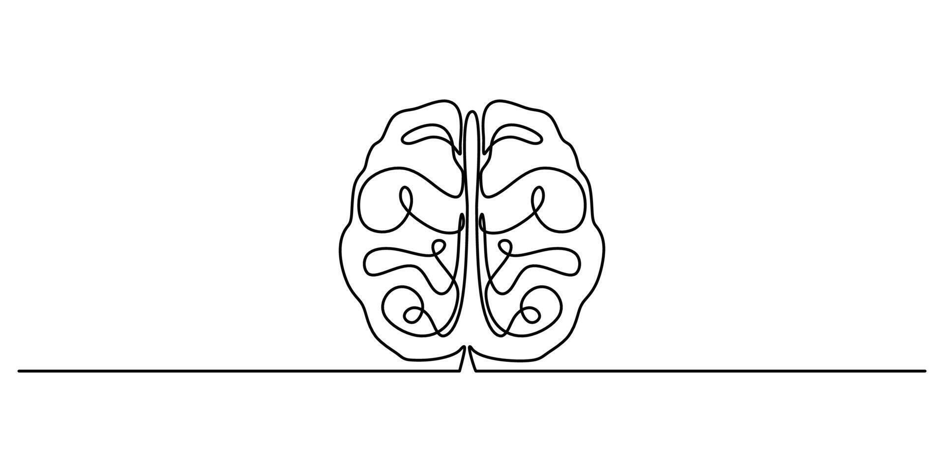 Brain symbol one line drawing vector