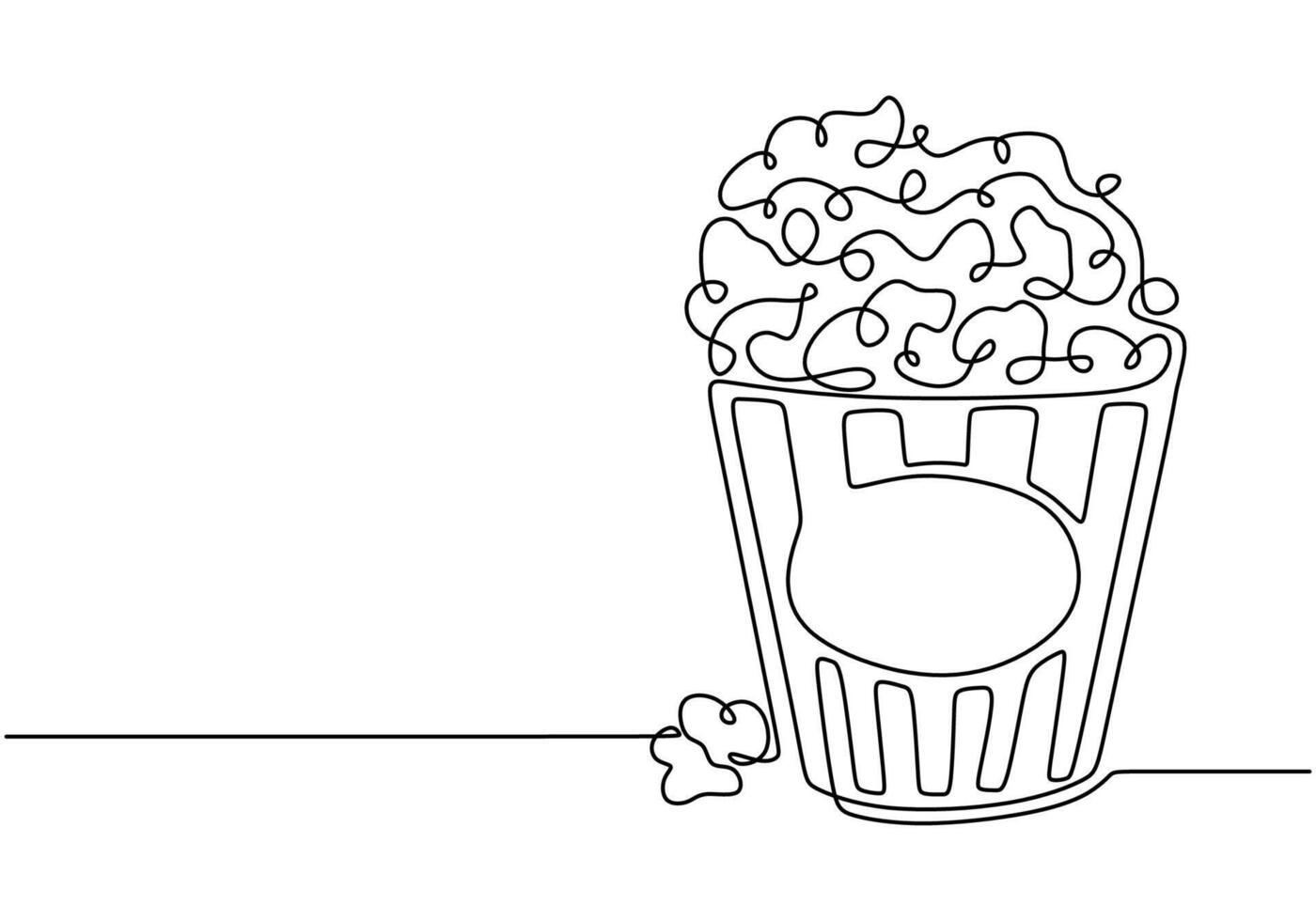 Movie popcorn continuous line art vector