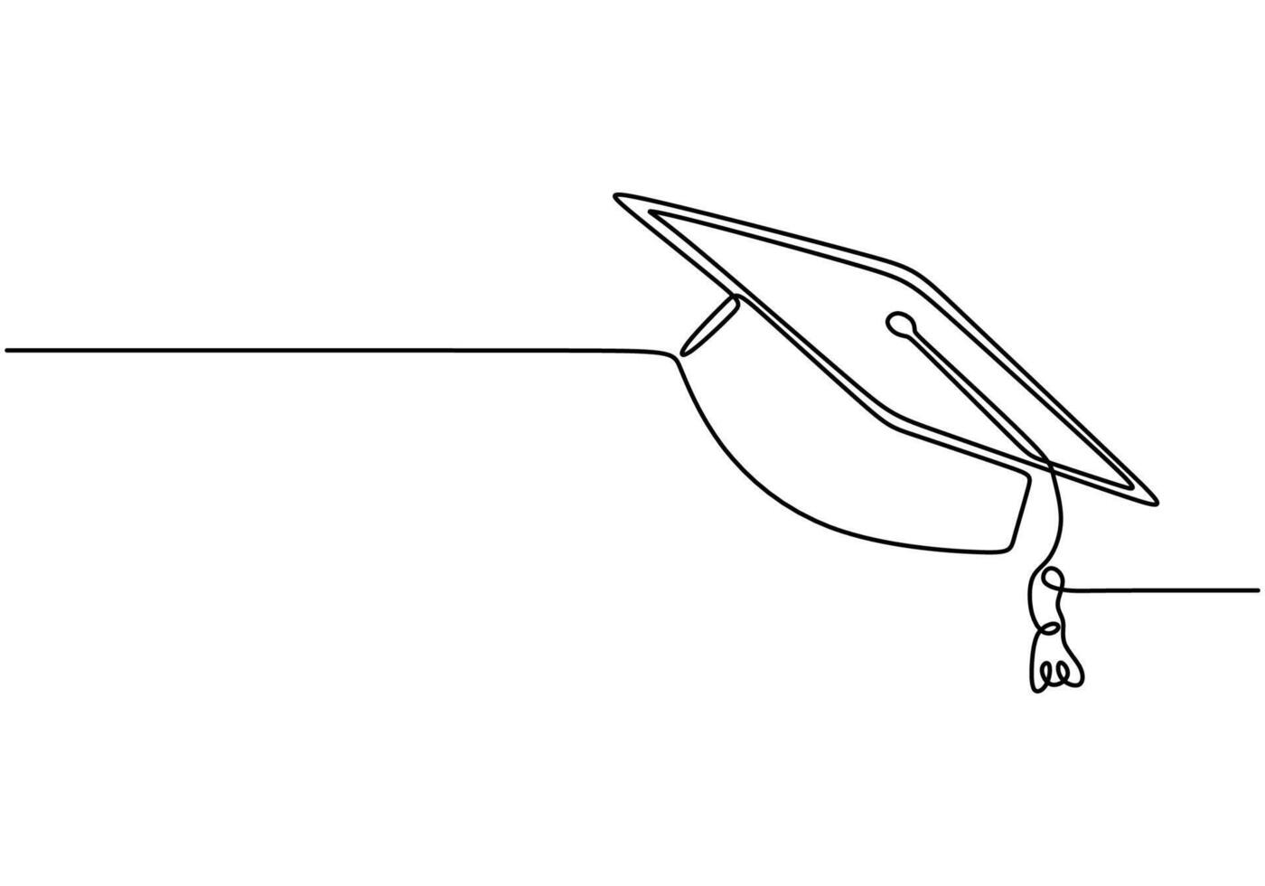 Graduation hat in continuous line drawing. Education concept representing academic achievement. vector