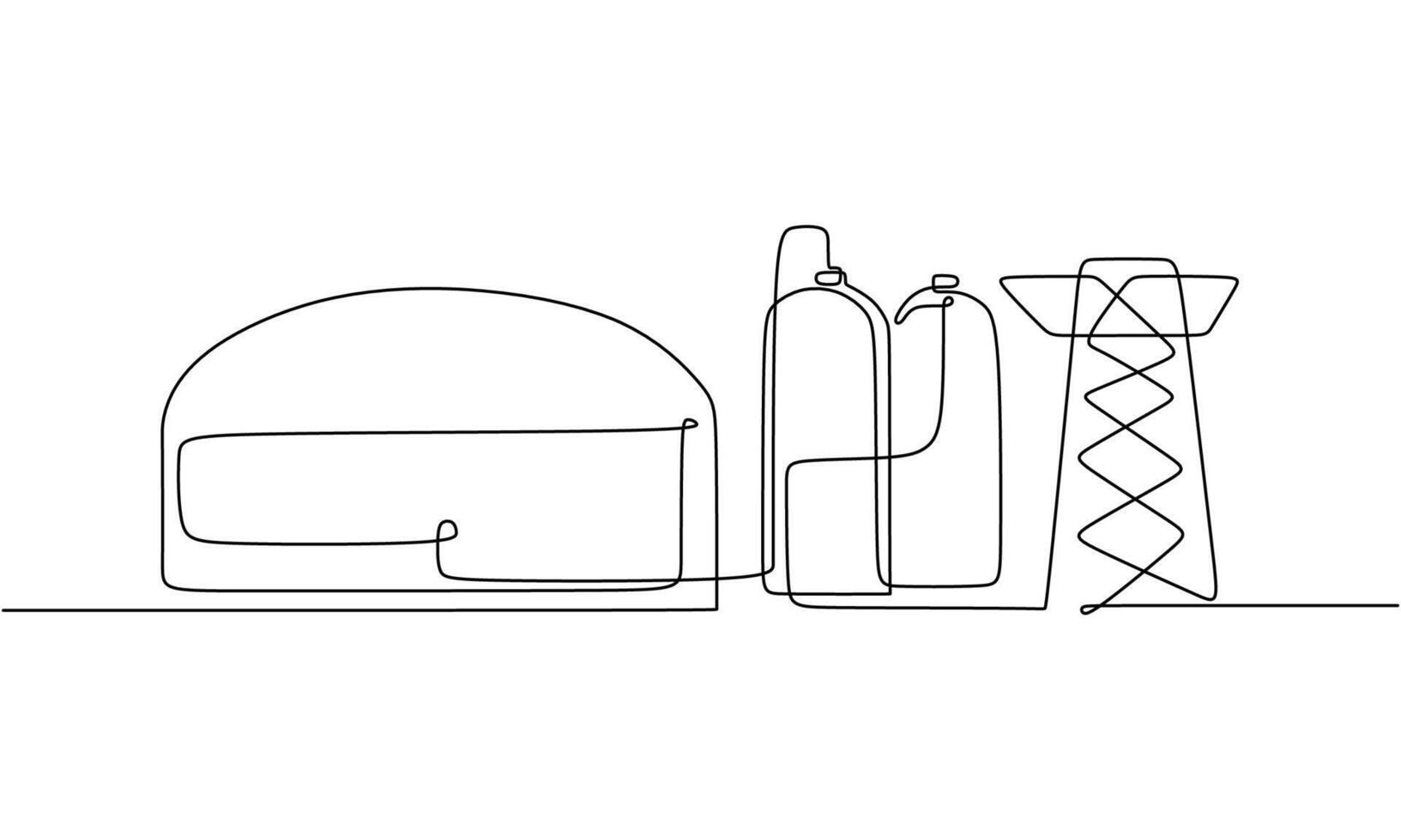 Biogas Plant Single Line Drawing for Renewable Energy vector