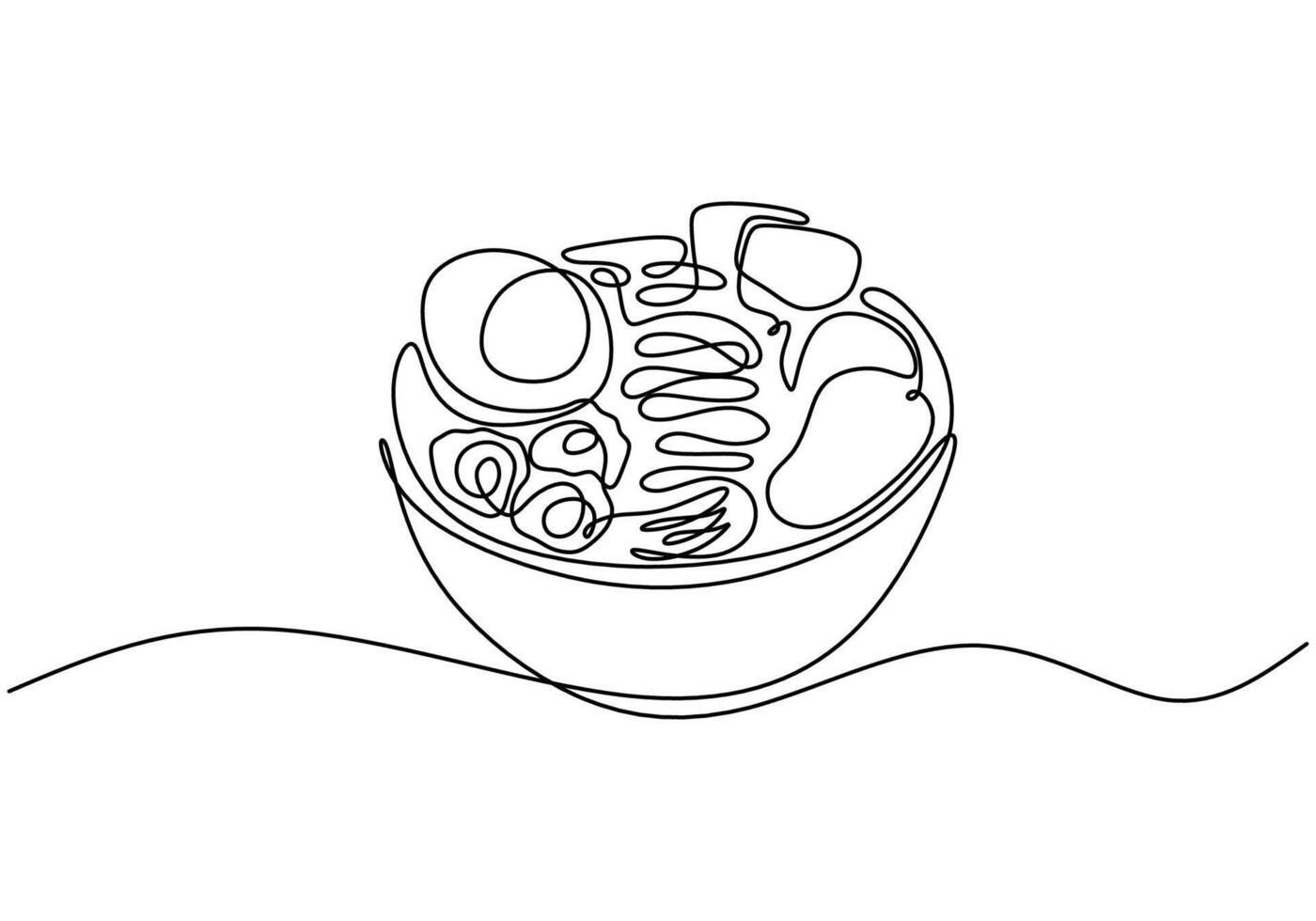 Ramen in a bowl line art vector
