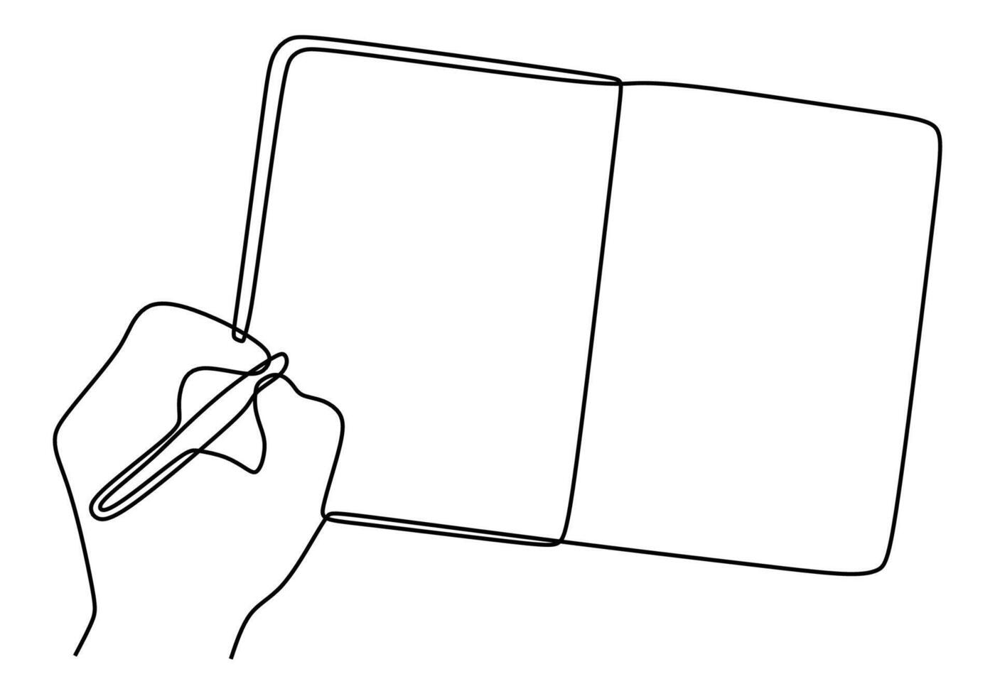 Hand writing in book line art vector