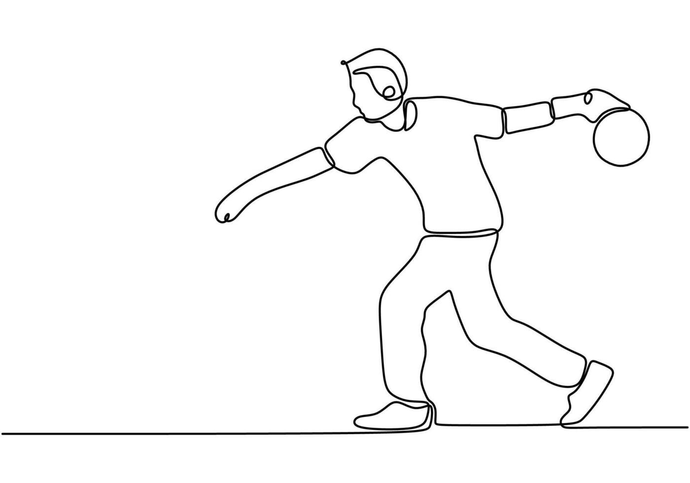 Bowling game in continuous line drawing. Fun and competition in bowling concept. vector