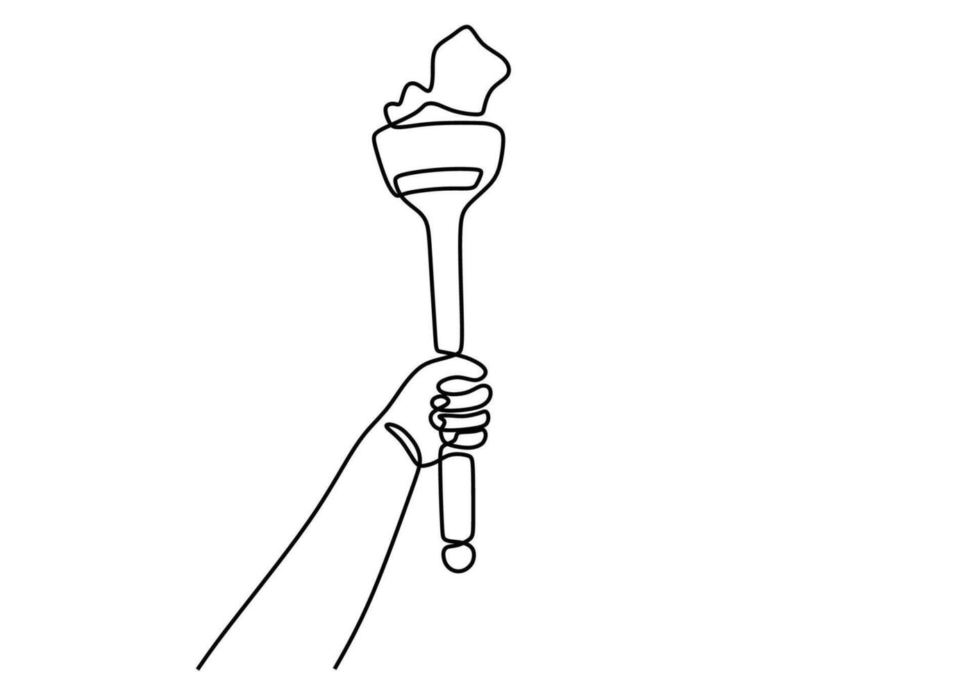 Hand holding olympic torch drawing vector