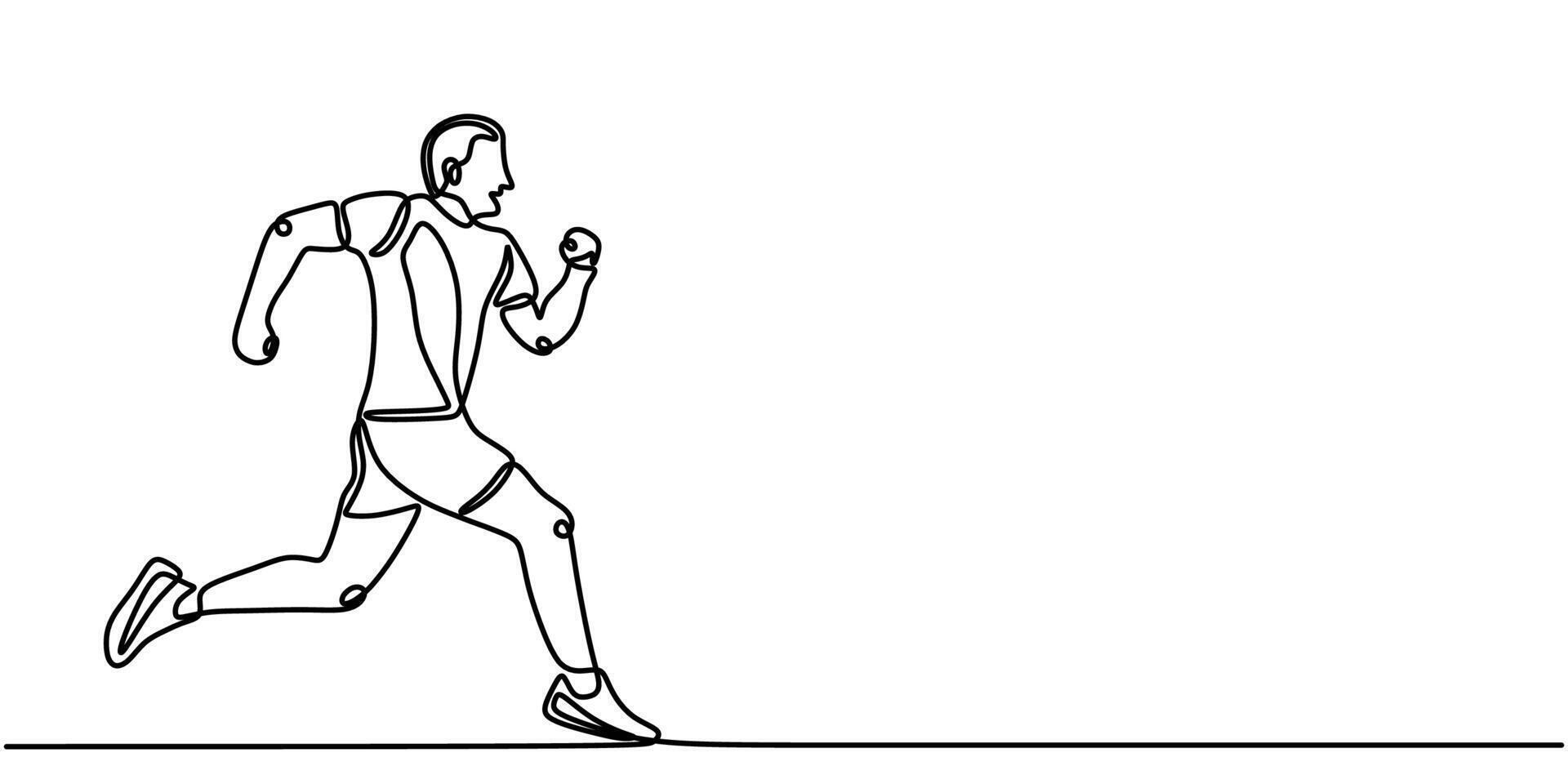 Running man posture continuous line drawing vector