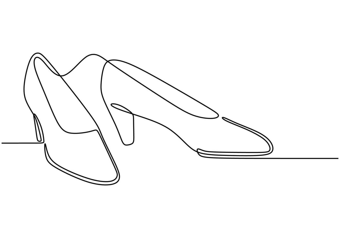 Continuous line drawing of high heel shoes. Minimalist illustration for beauty and fashion. vector