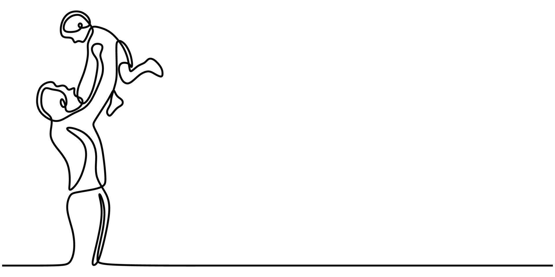 Father carrying his small child drawing vector