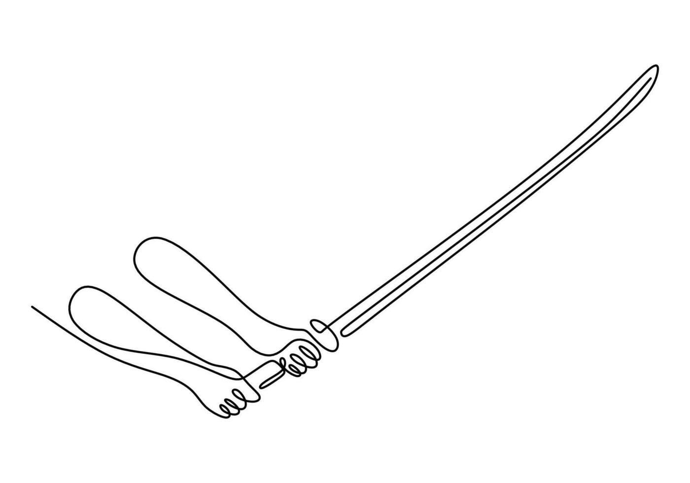 Hand holding sword one line drawing vector