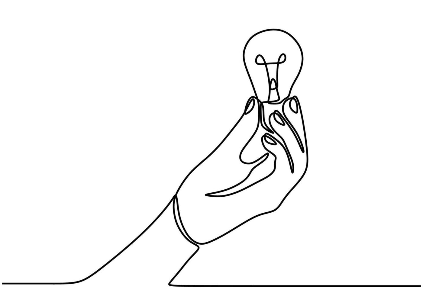 Hand holding a light bulb drawing vector
