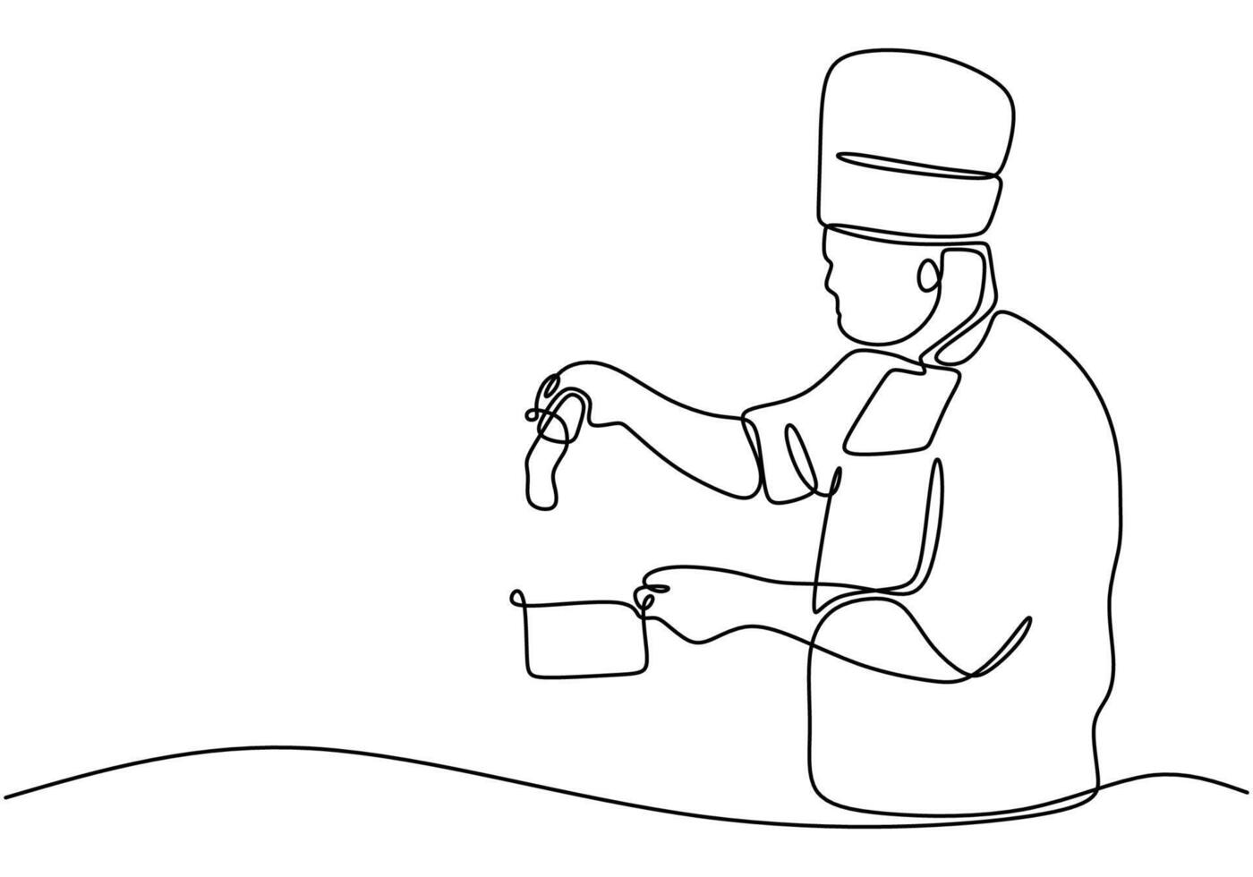 Chef preparing food line art vector