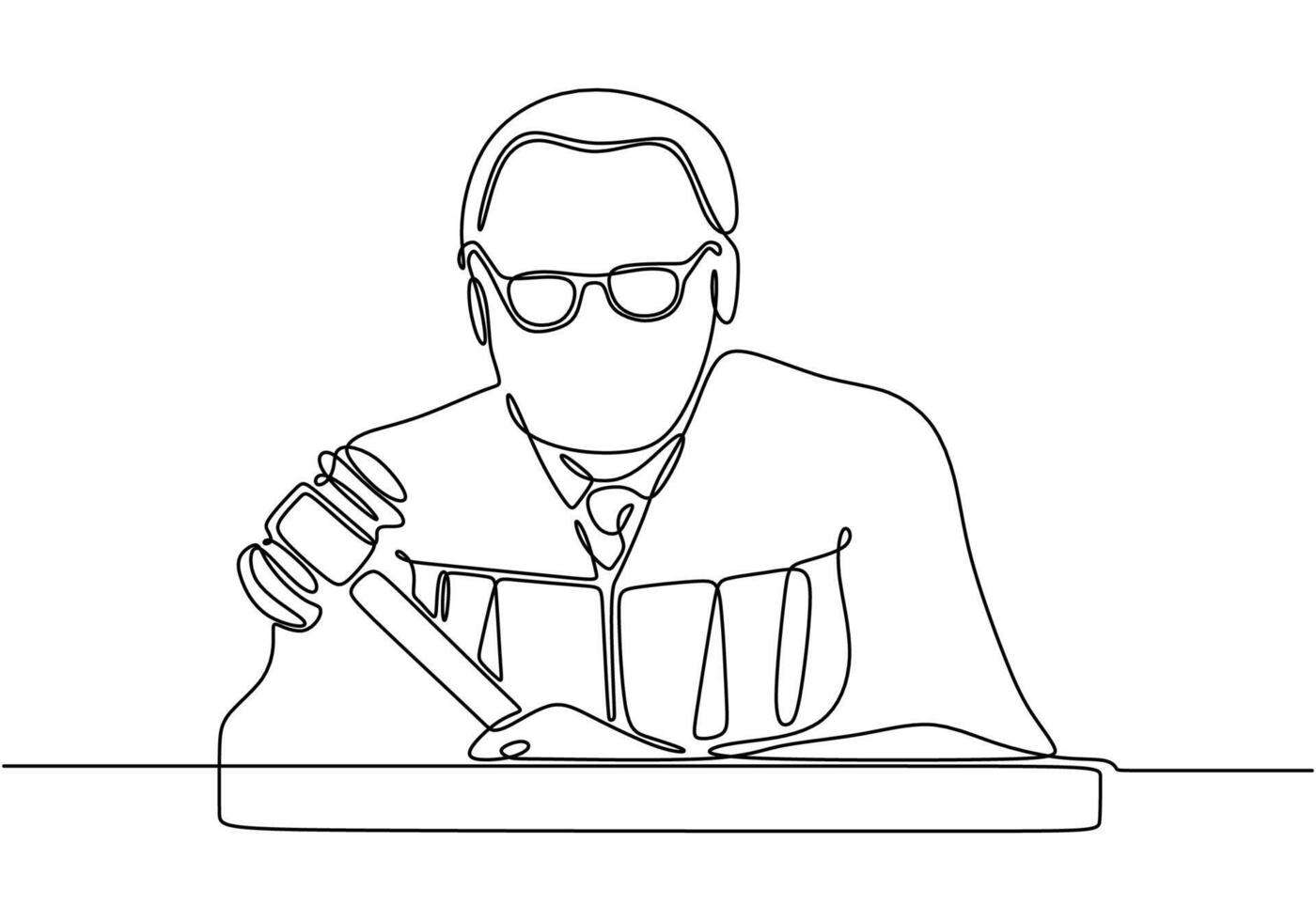Judge holding a gavel line drawing vector