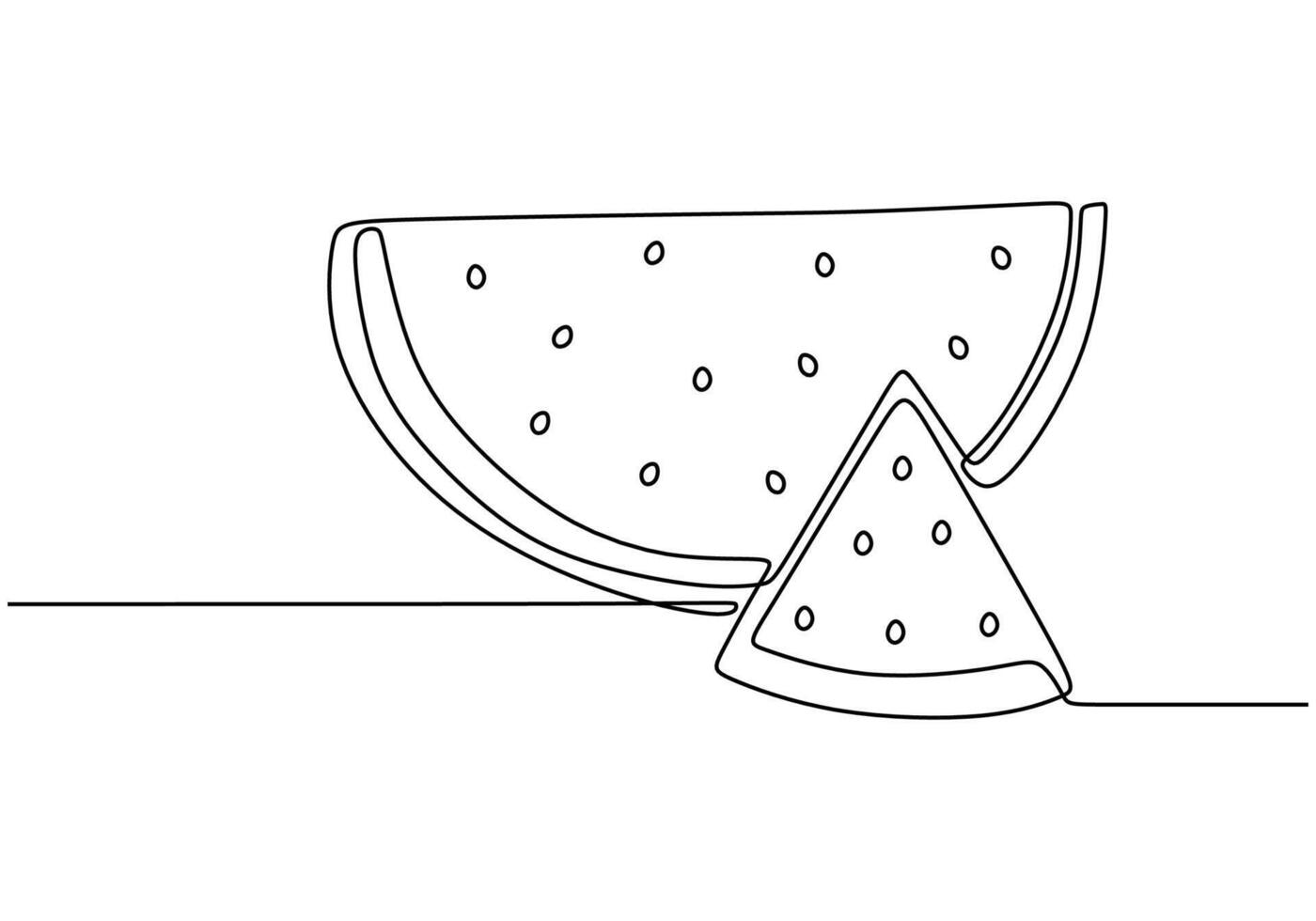 Watermelon slice continuous line art vector