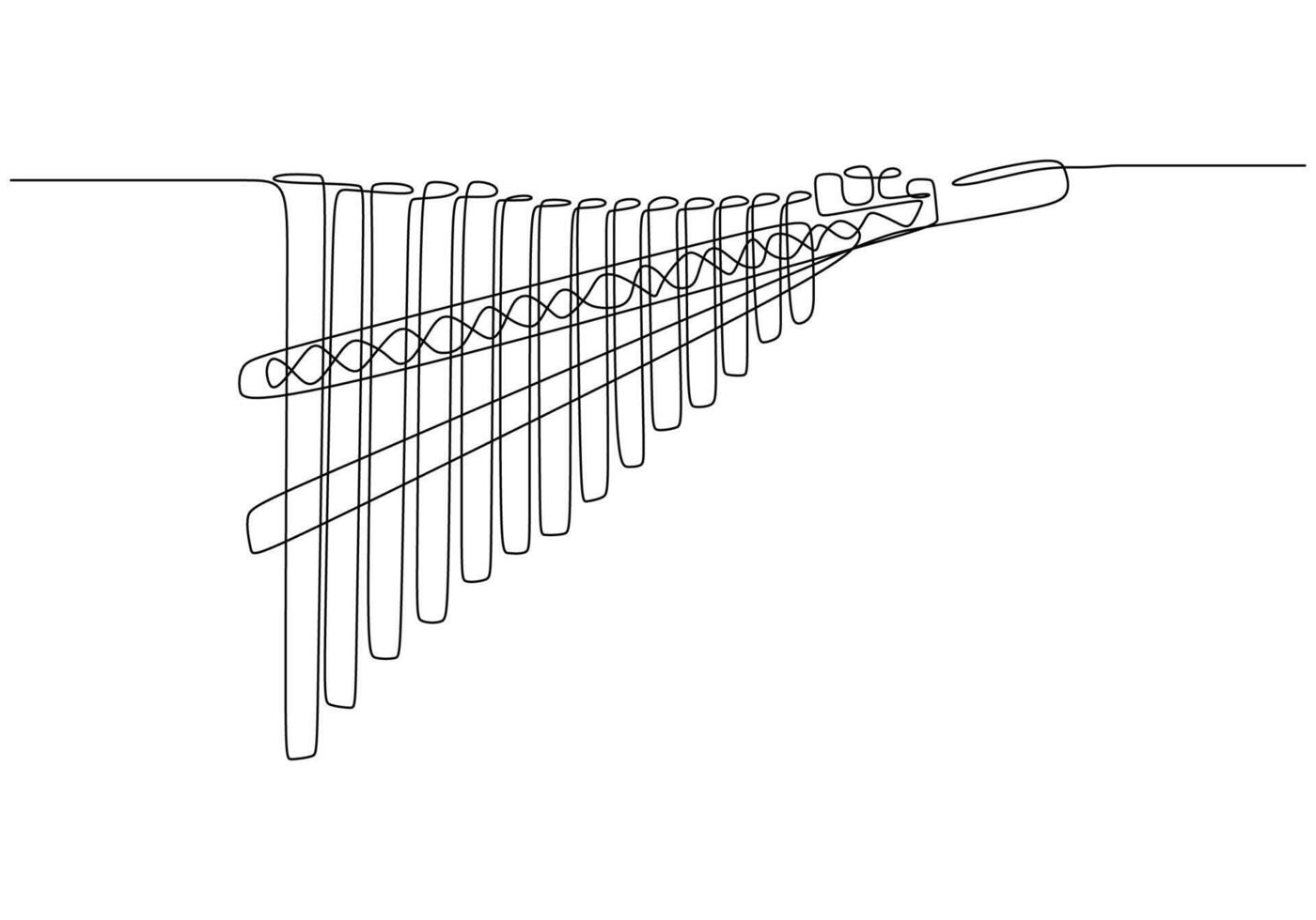 Pan flute Latin American instrument line art vector