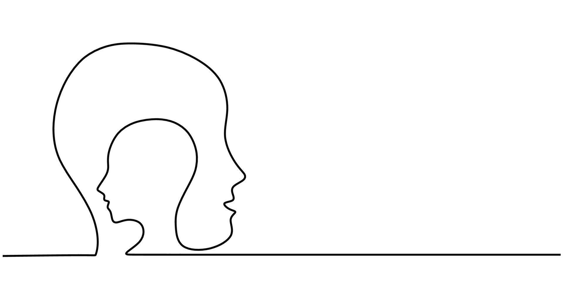 Head inside another head line art vector