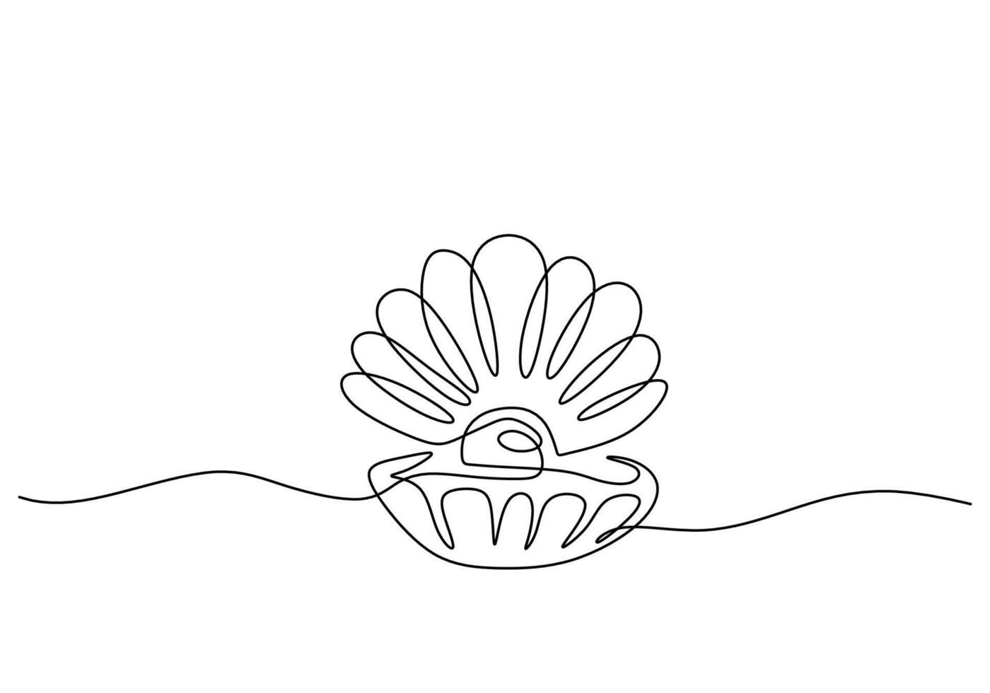 Oyster with Pearl Line Illustration vector